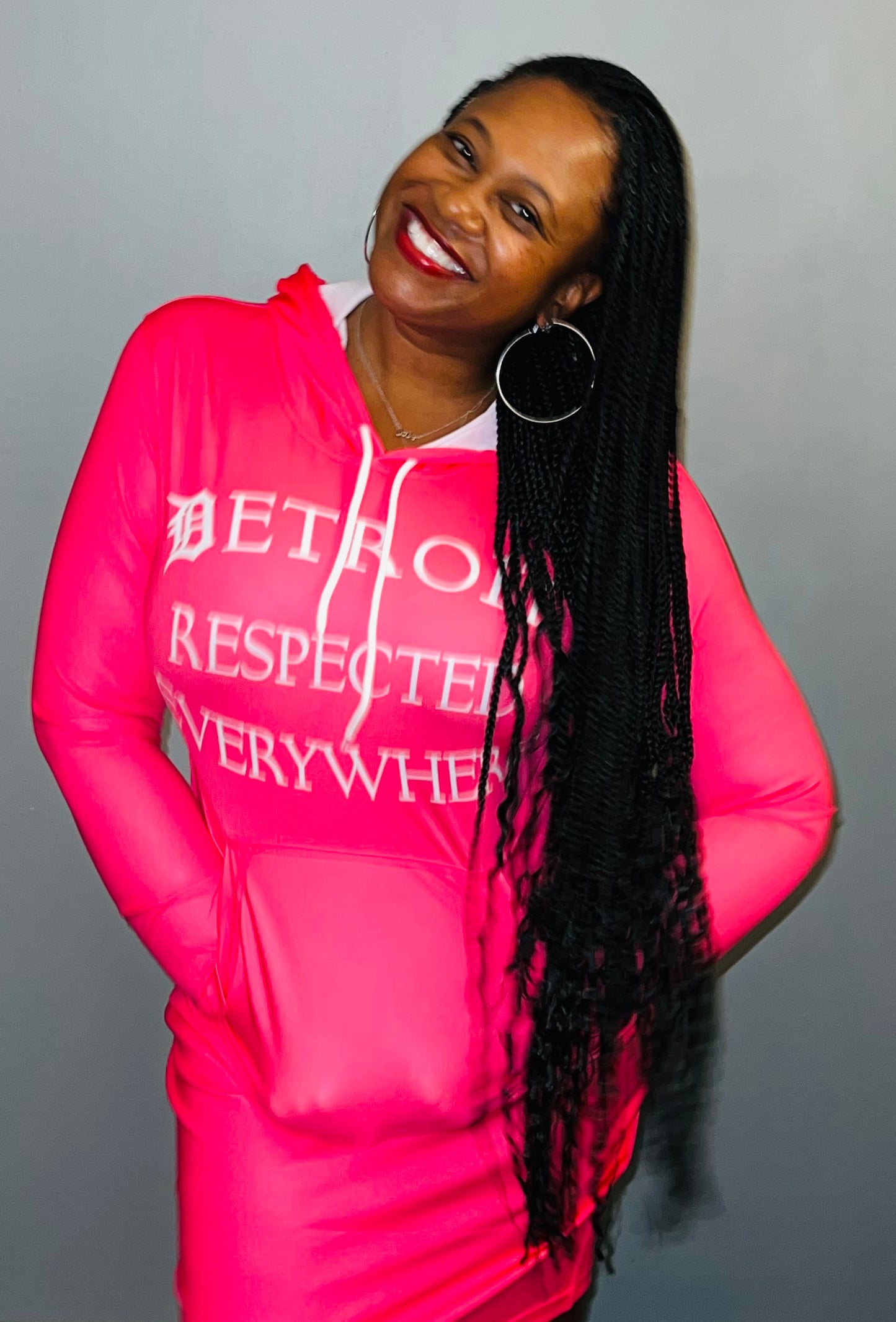 Fitted Pink Hoodie Dress