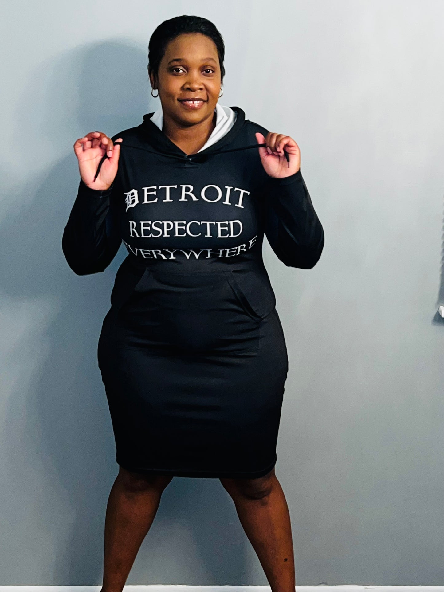 Fitted Black Hoodie Dress