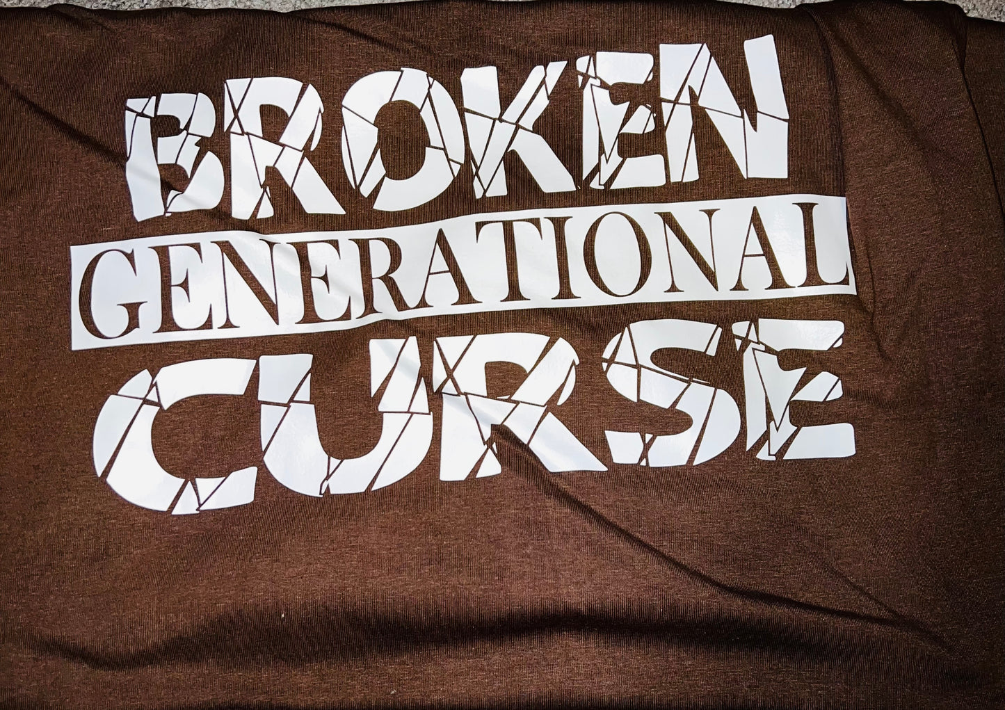 Brown Broken w/ White Letters