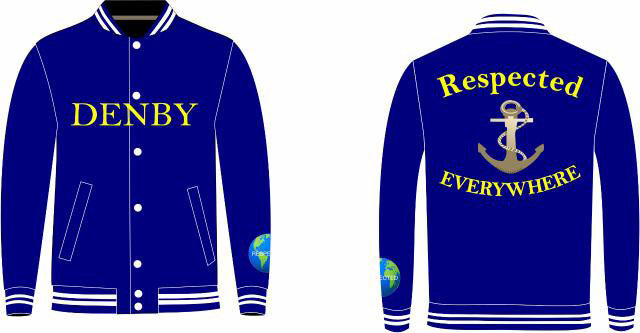 Detroit Denby HS Jacket Navy w/ Yellow Letters All Wool