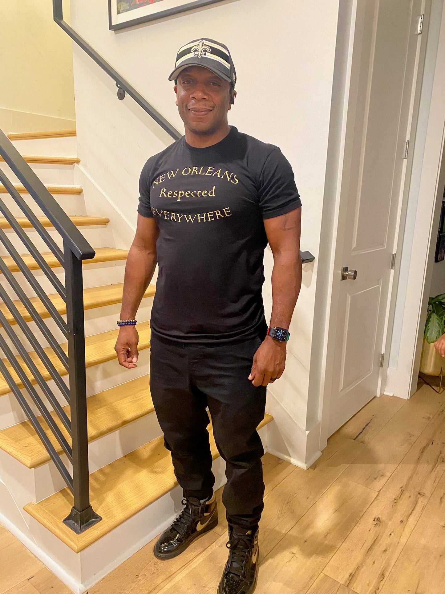 Custom New Orleans Half Moon Tshirt black w/ gold letters