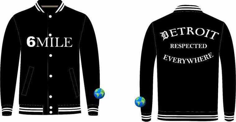 6 MILE Varsity Jacket Black w/ Black Leather Sleeves