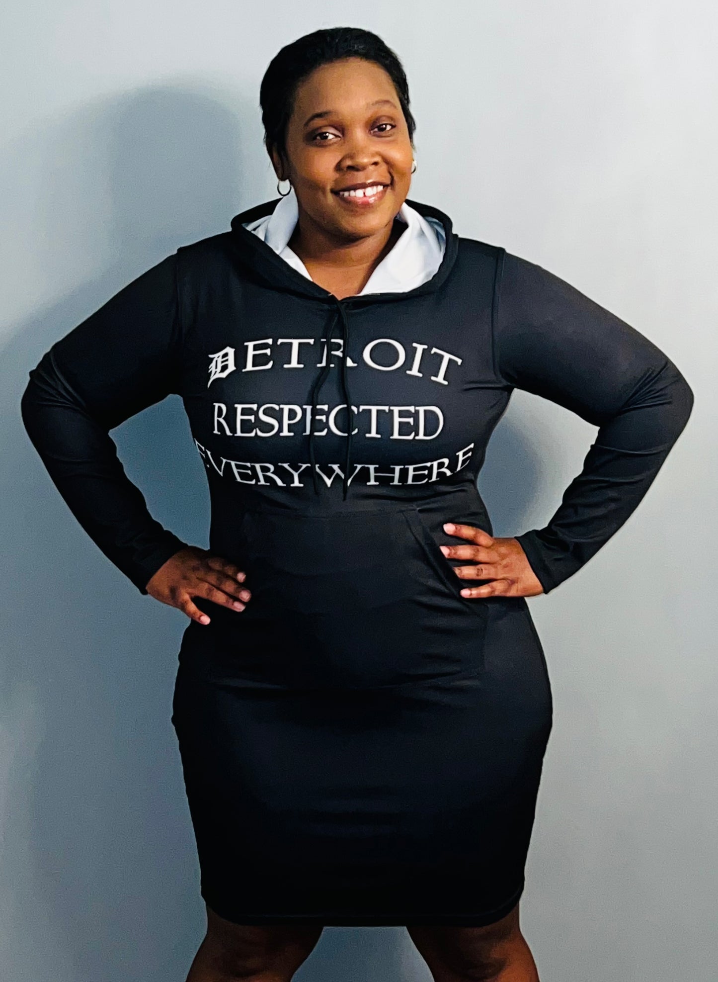 Fitted Black Hoodie Dress