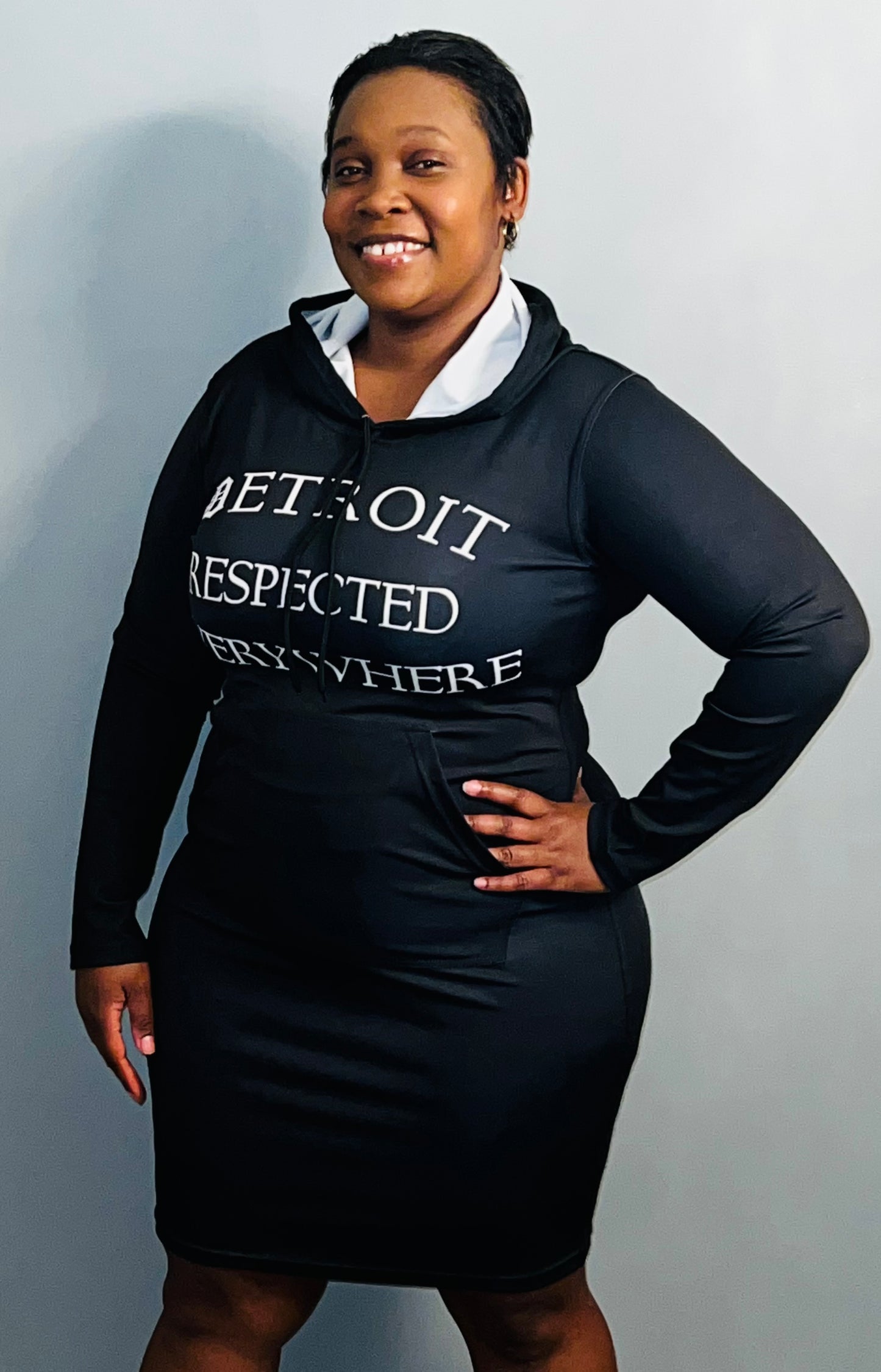 Fitted Black Hoodie Dress