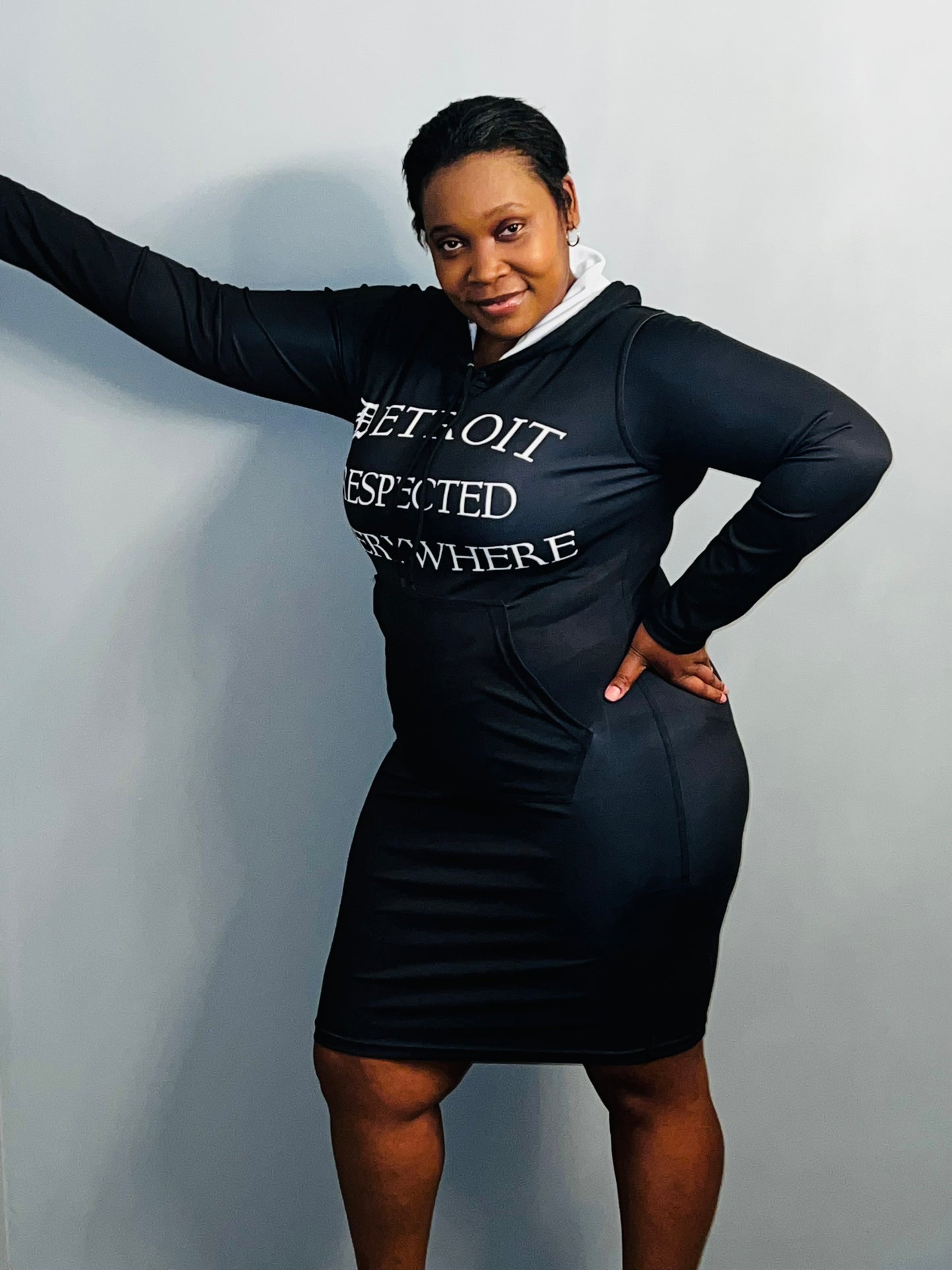 Fitted Black Hoodie Dress