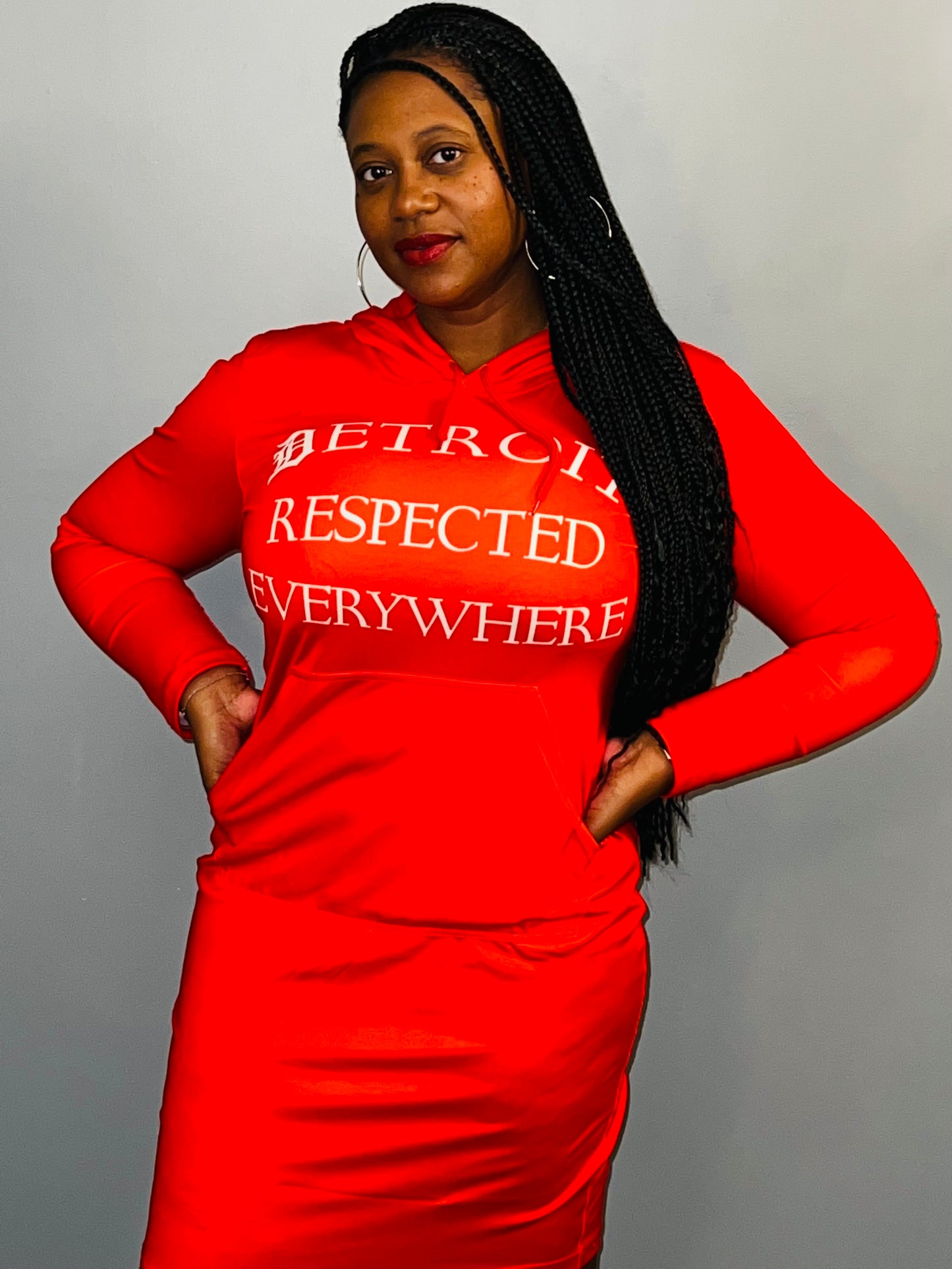 Fitted Red Hoodie Dress