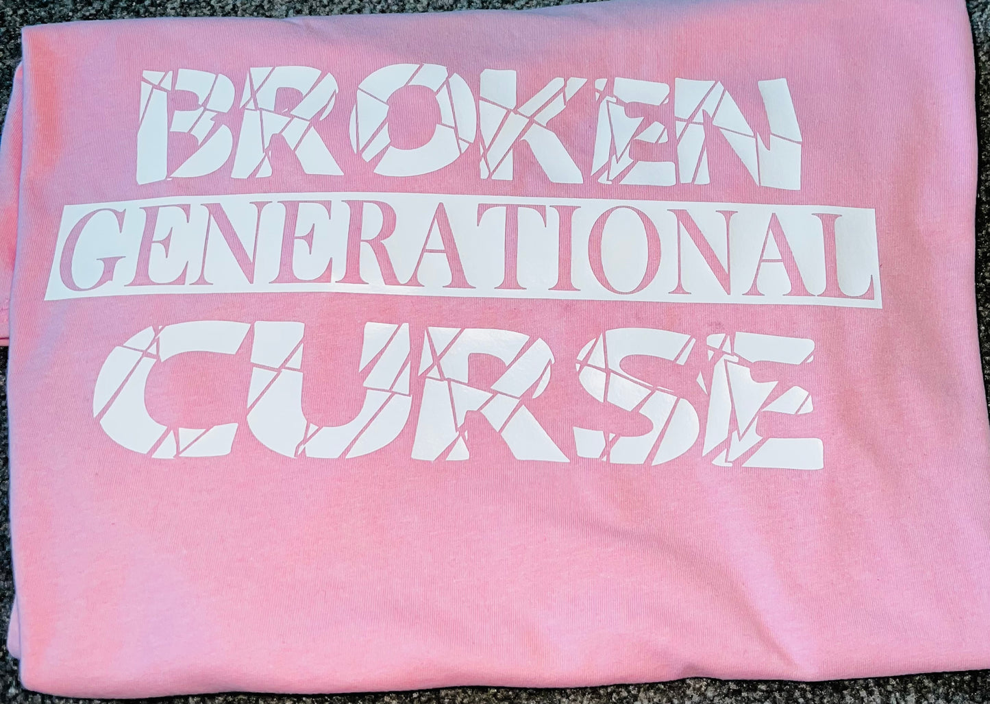 Broken Pink w/ White Letters