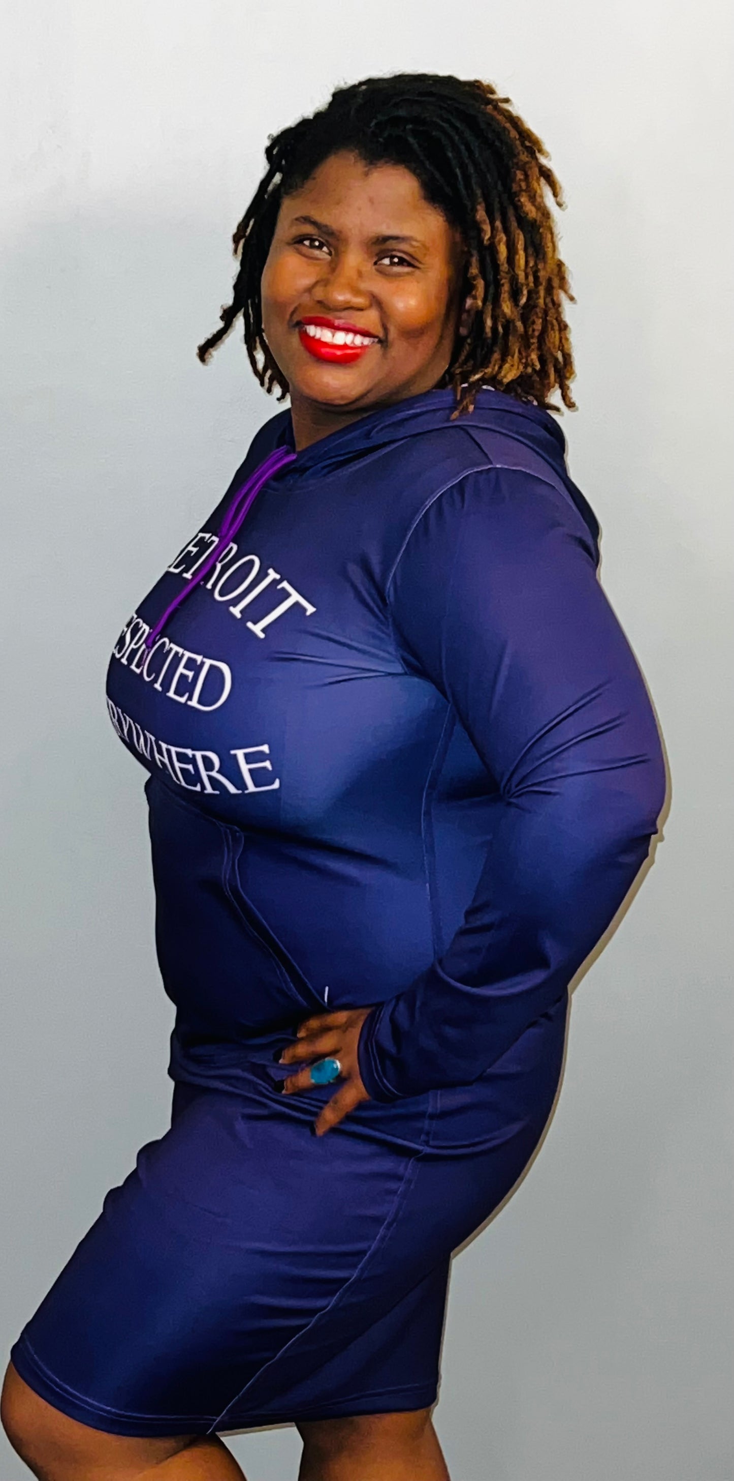 Fitted Purple Hoodie Dress