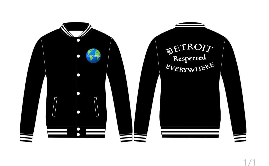 Half Moon Varsity Jacket Black with Black Leather Sleeves