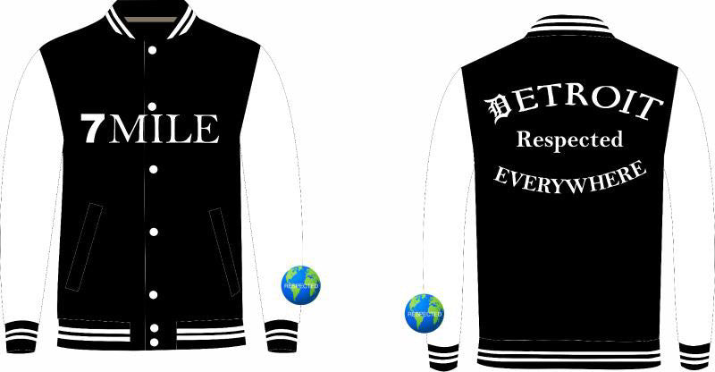 7 Mile Black Varsity Jackets w/ White Leather Sleeves