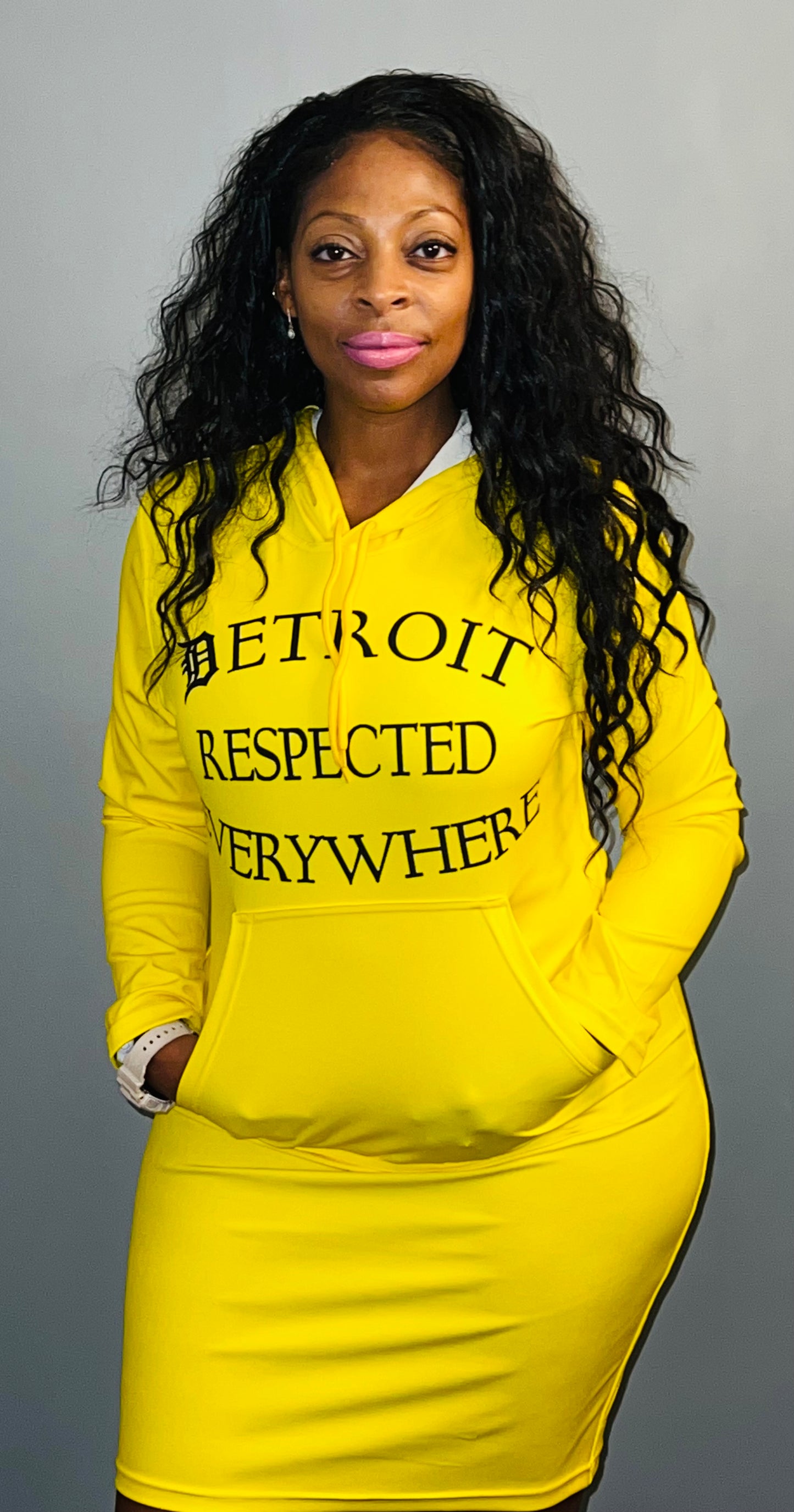 Fitted Yellow Hoodie Dress