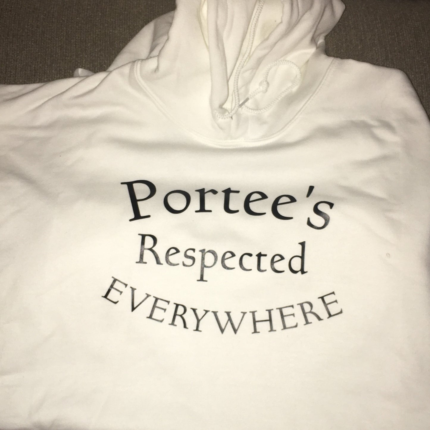 Custom Half Moon Hoodie White w/ Black Letters