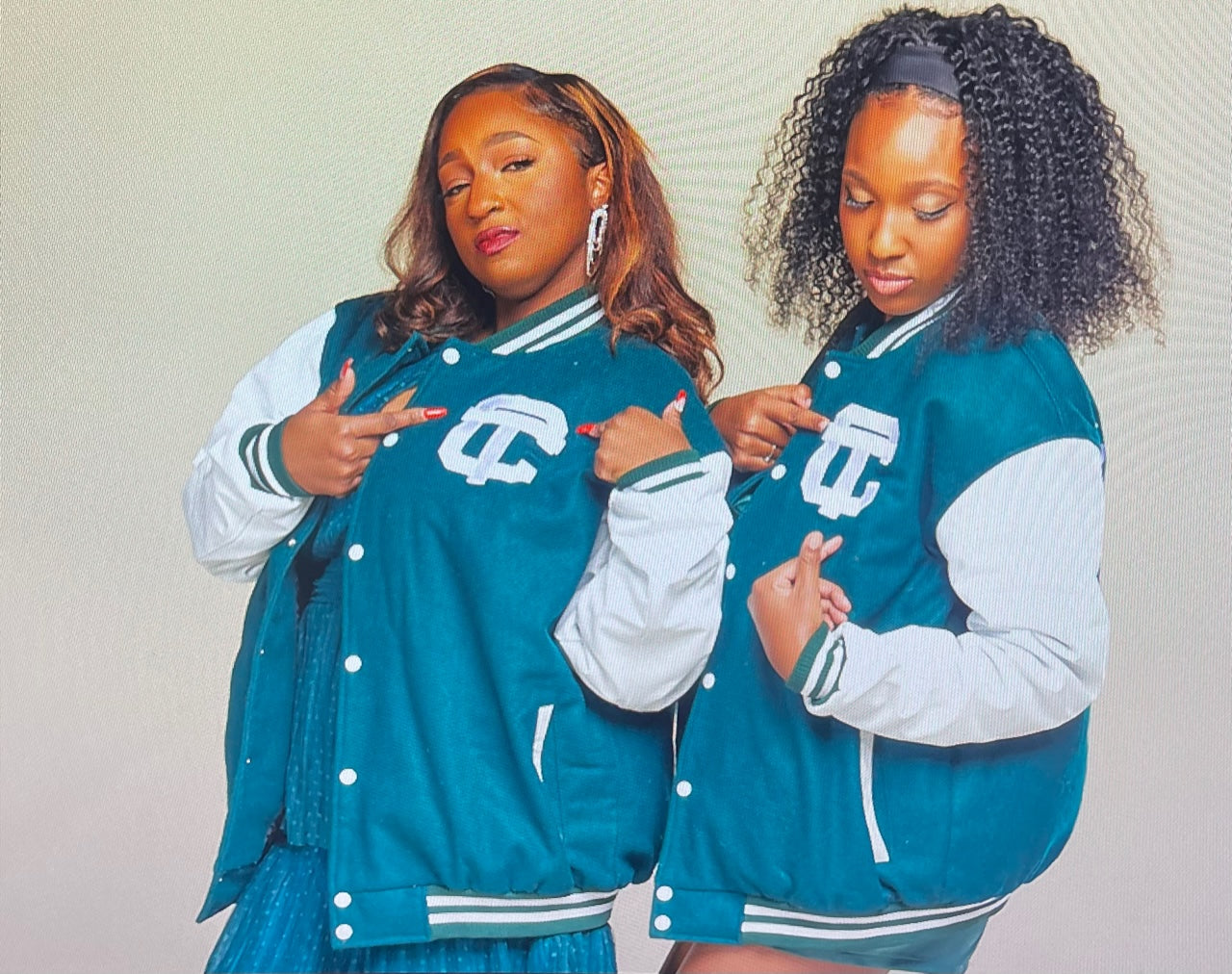 Detroit Cass Tech Half Moon Varsity Jacket Green w/ White Leather Sleeves