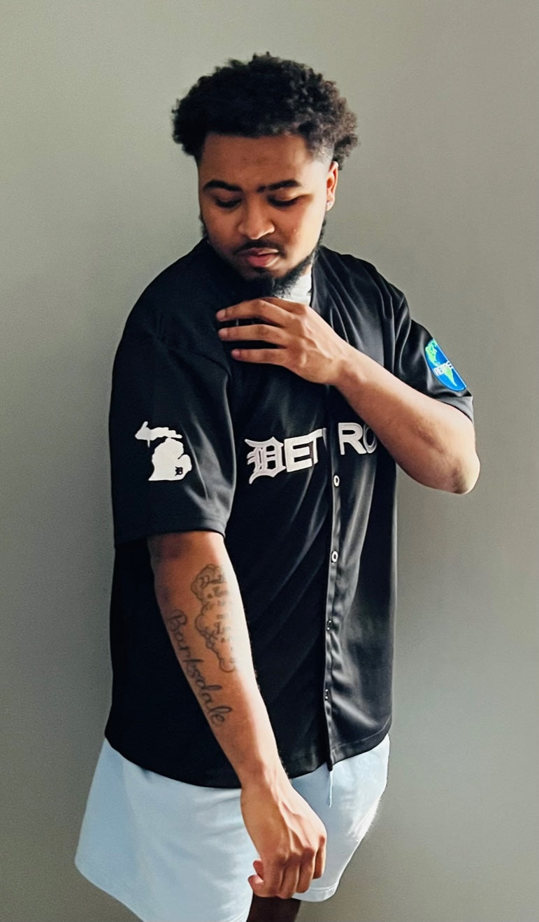 Black Baseball Jersey w/ White Letters