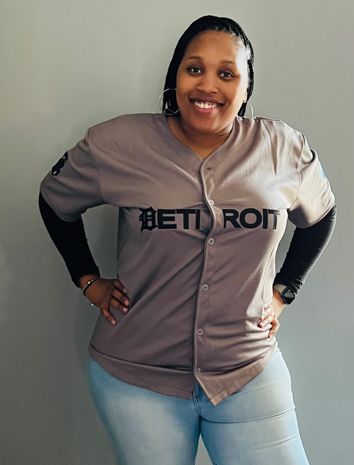 Gray Baseball Jersey w/ Black Letters