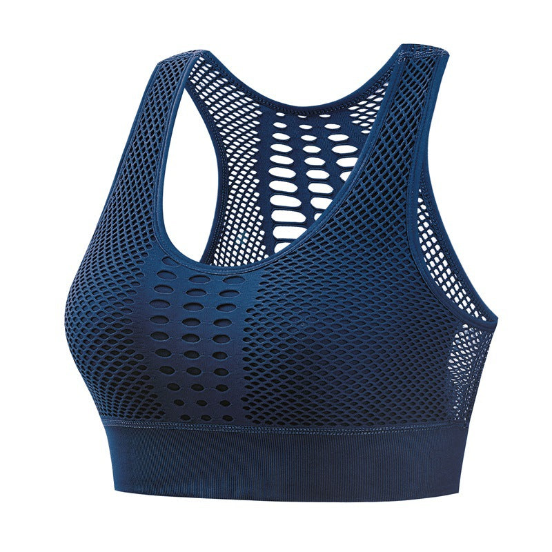 Cross-border hollow breathable shockproof gathered sports beautiful back bra