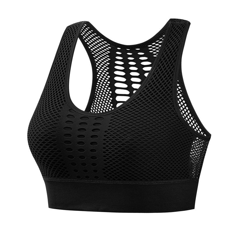 Cross-border hollow breathable shockproof gathered sports beautiful back bra