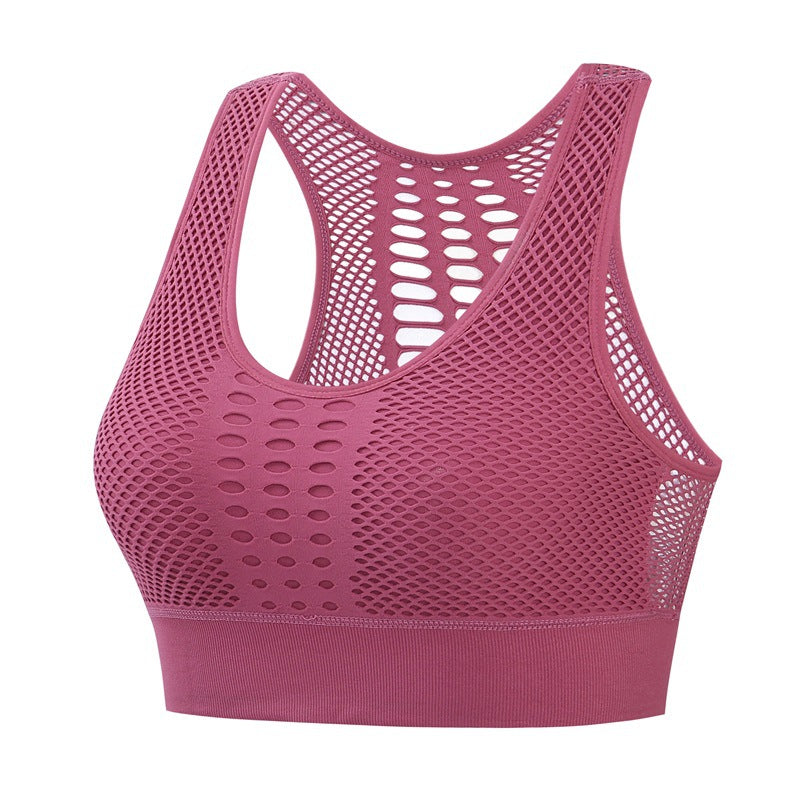 Cross-border hollow breathable shockproof gathered sports beautiful back bra