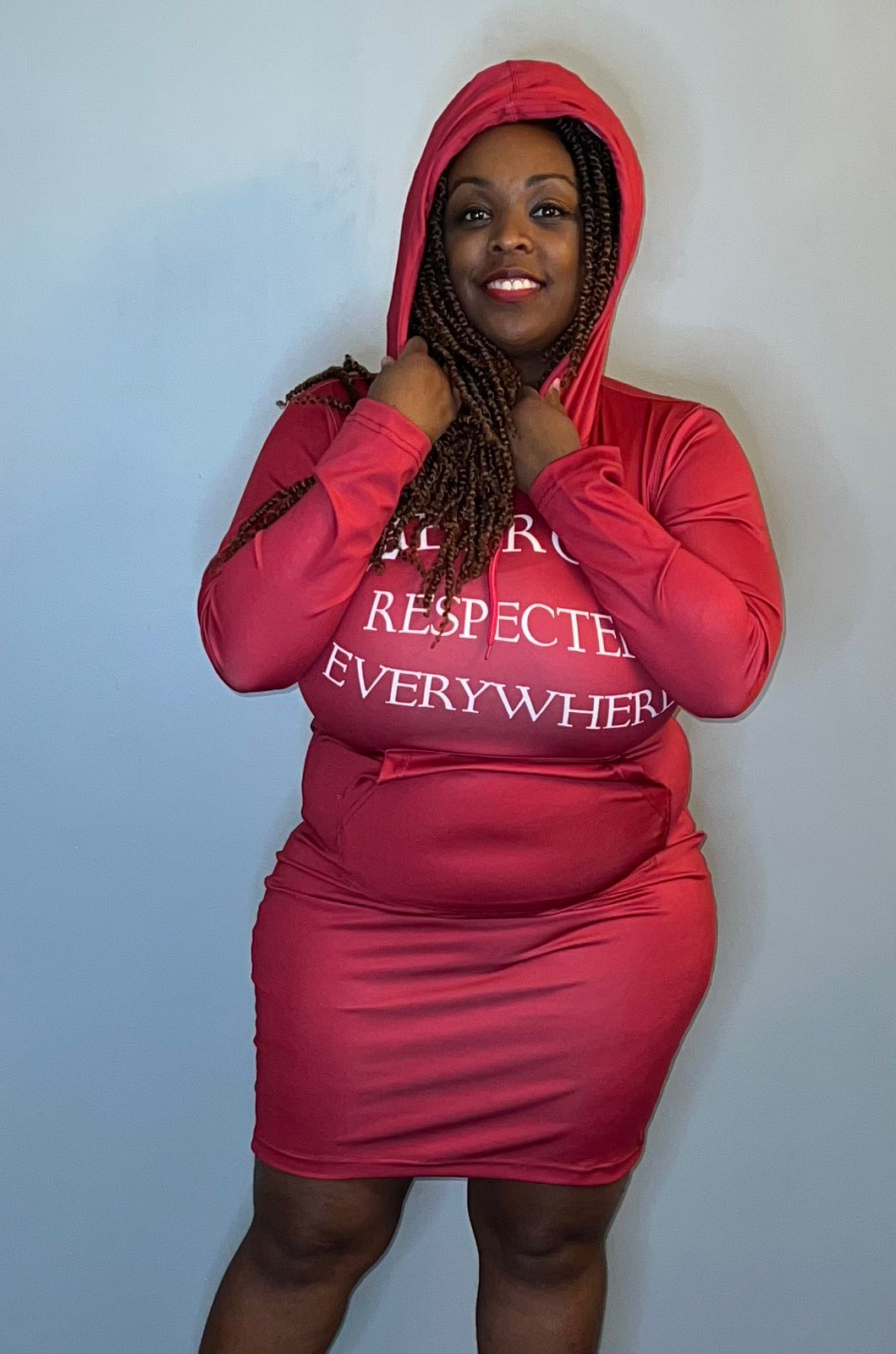 Cranberry Fitted Hoodie Dress w/ White letters
