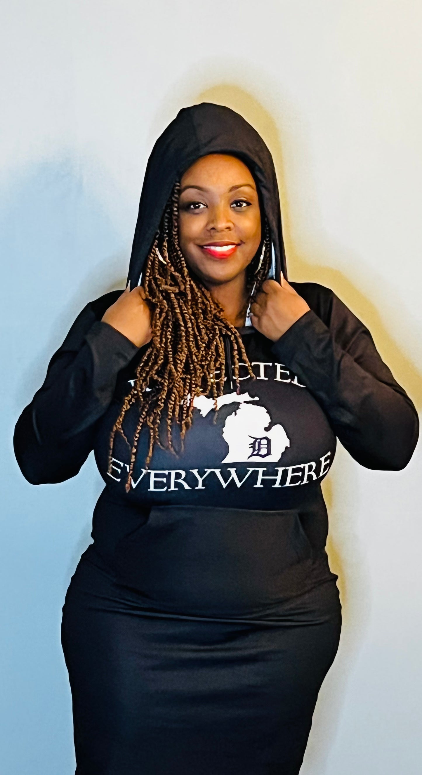 Black Mitten Fitted Hoodie Dress w/ White letters