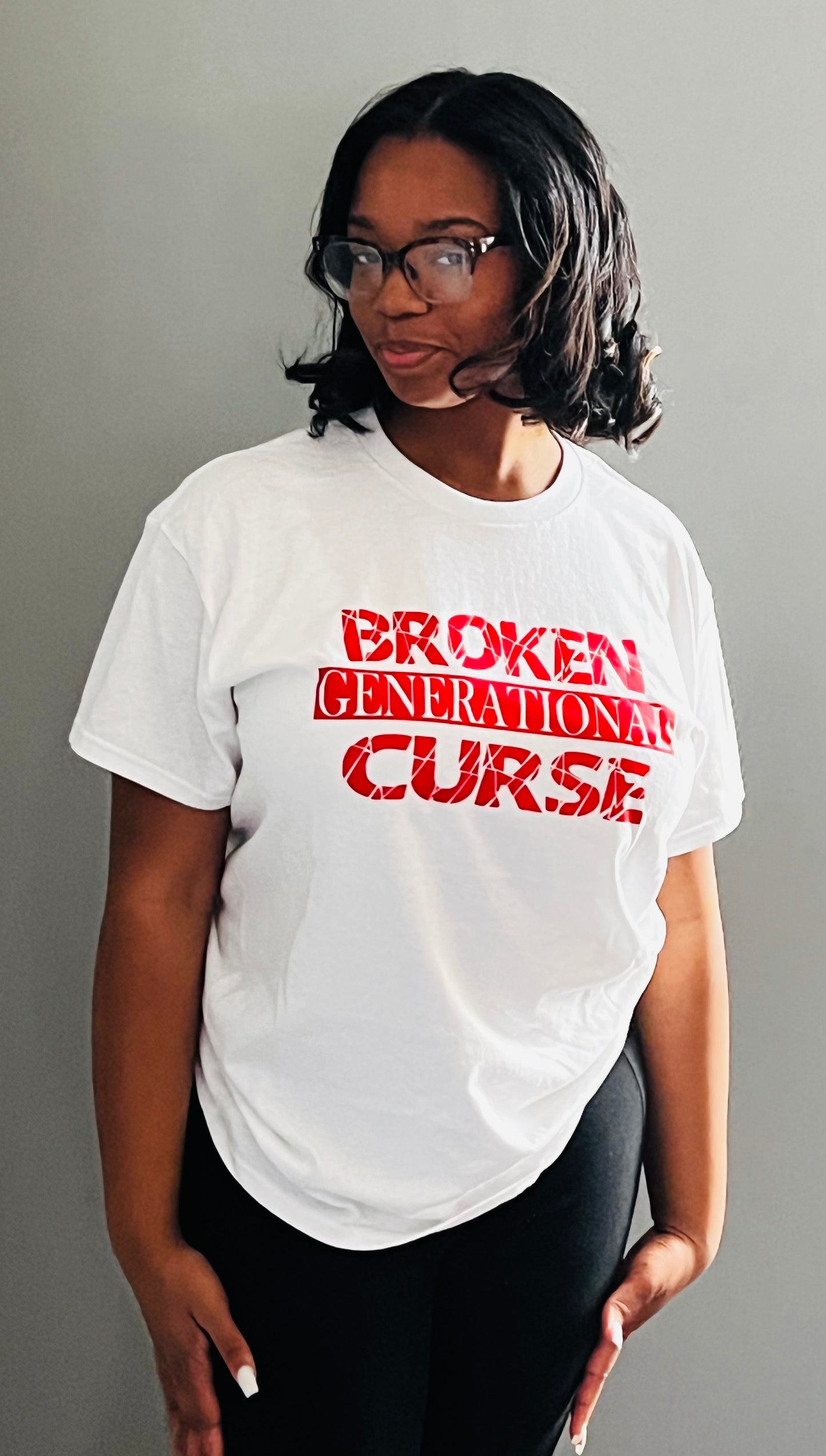 Broken White w/ Red Letters