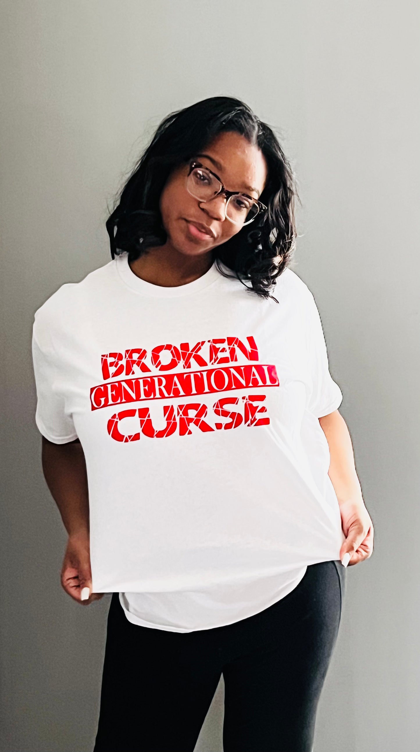 Broken White w/ Red Letters