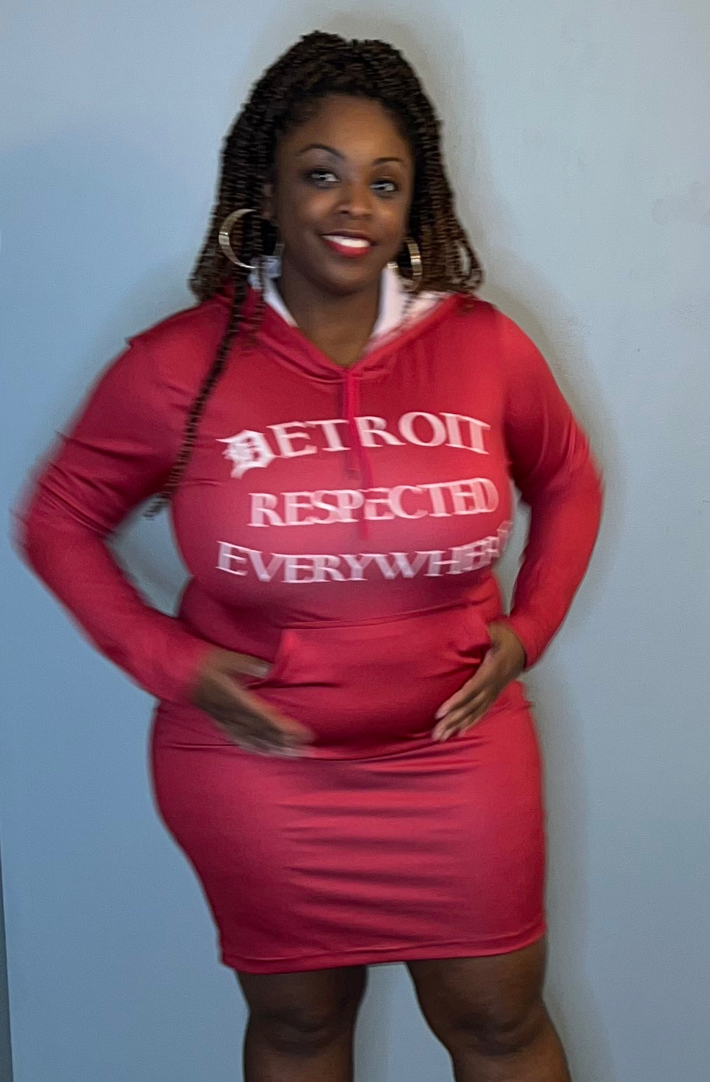 Cranberry Fitted Hoodie Dress w/ White letters