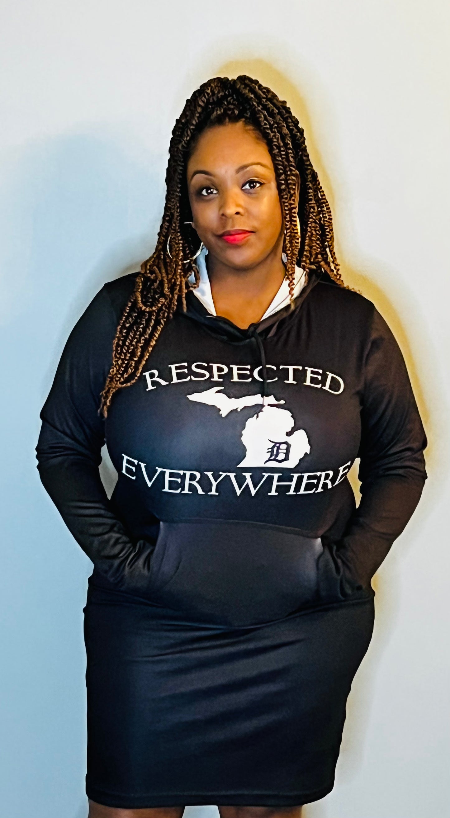 Black Mitten Fitted Hoodie Dress w/ White letters