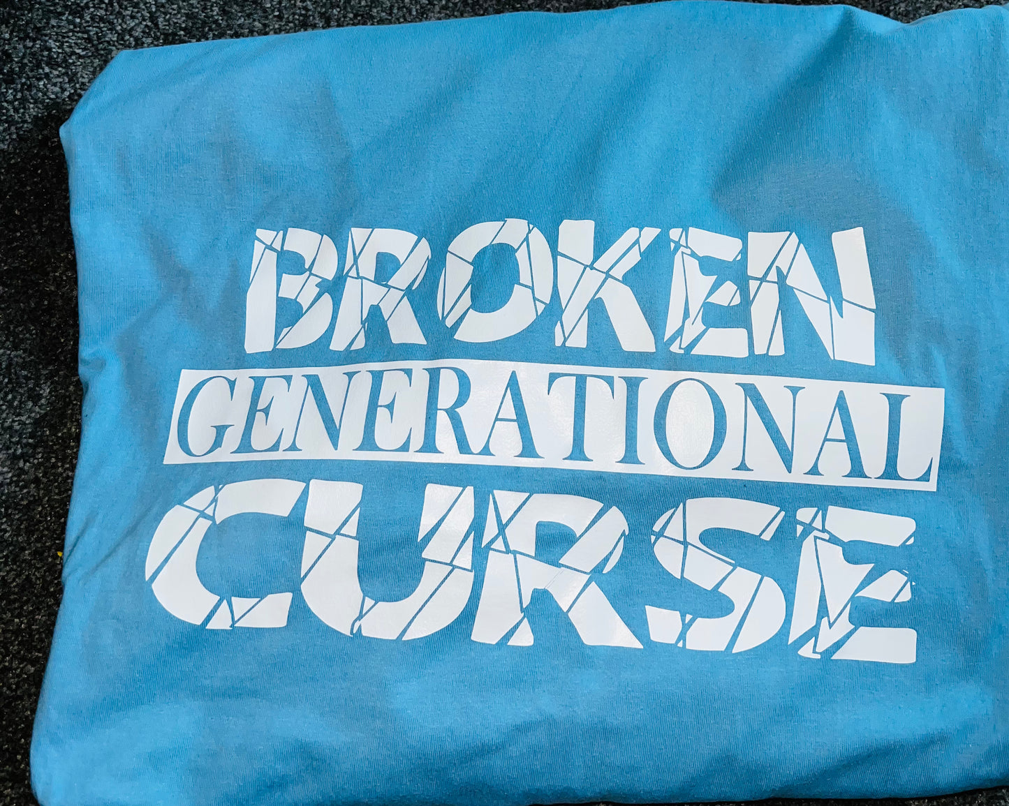 Broken Light Blue w/ White Letters