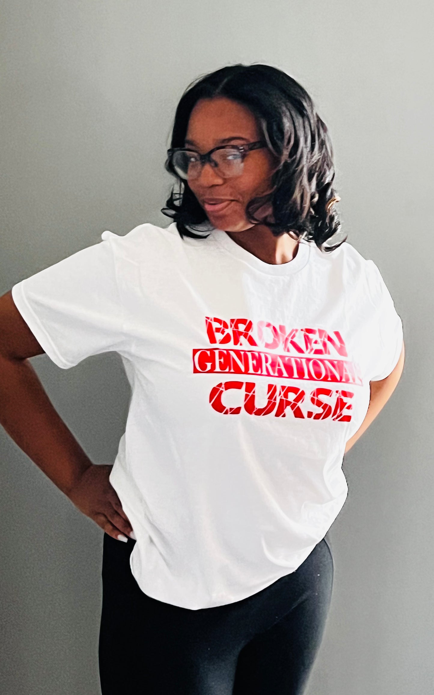 Broken White w/ Red Letters