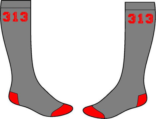 313 Socks (Gray w/ Red)