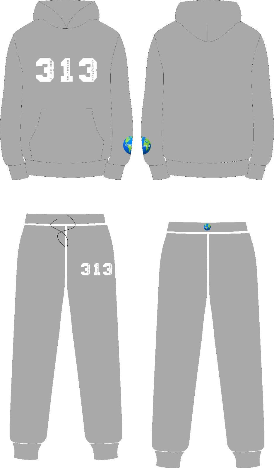 313 DRE Hoodie (Gray w/ White) Tshirt or Hoodie or Pants