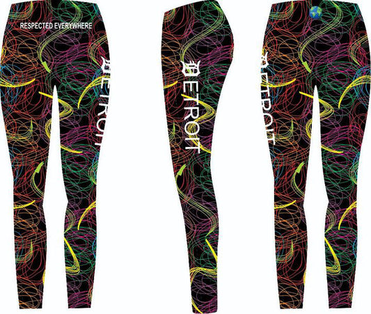 Detroit Yoga Shorts or Leggings (Black Color Explosion)