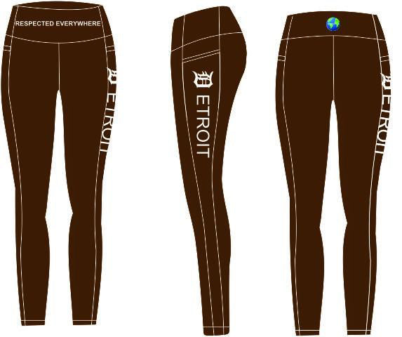 Detroit Yoga Shorts or Leggings (Chocolate Brown)