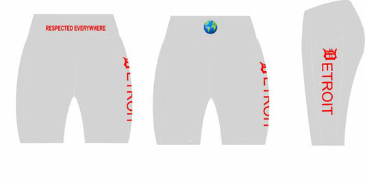 Detroit Yoga Shorts or Leggings (Gray w/ Red Letters)