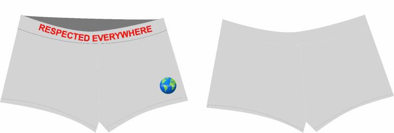 Respected Everywhere Boy Shorts (Gray w/ Red Letters)