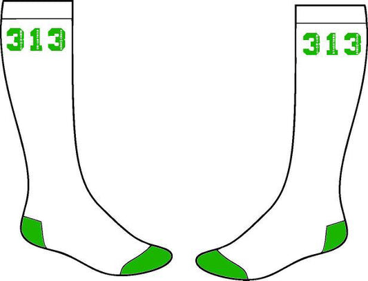 313 Socks (White w/ Green)