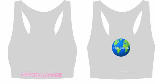 Respected Everywhere Sports Bra  (Gray w/ Pink Letters)