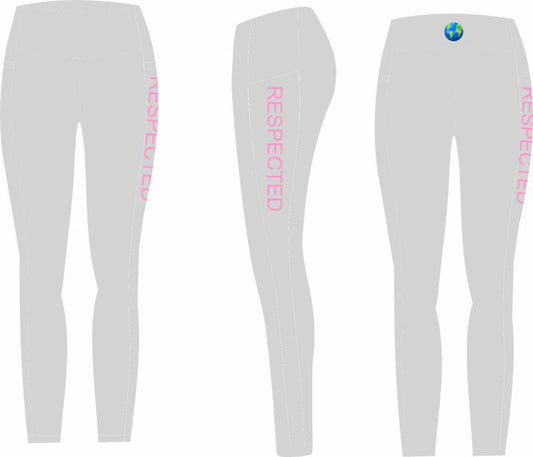 Respected Everywhere Yoga Shorts or Leggings (Gray w/ Pink Letters)