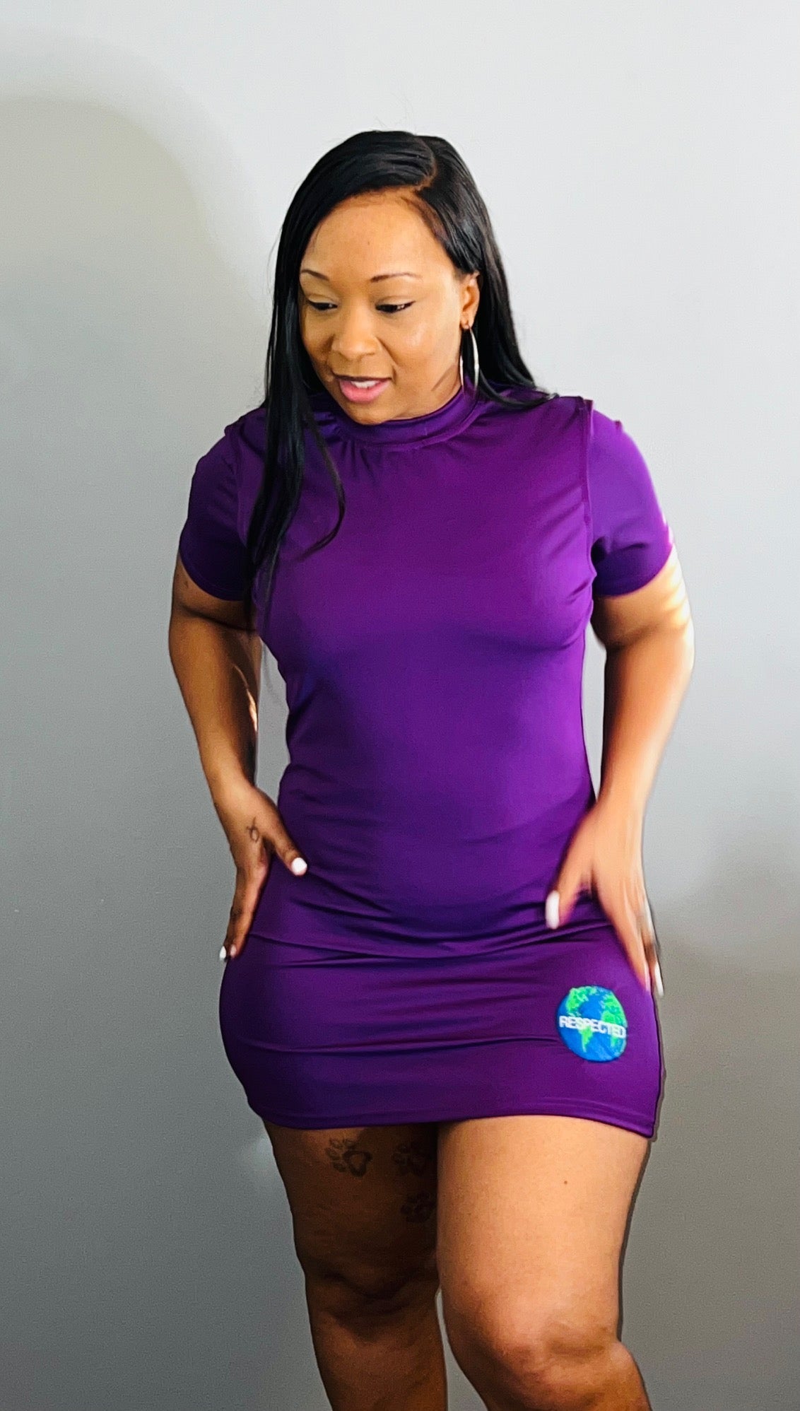 Fitted Tshirt Dress (Purple) – Respected Everywhere Fitted Tshirt Dress (Purple) – Respected Everywhere