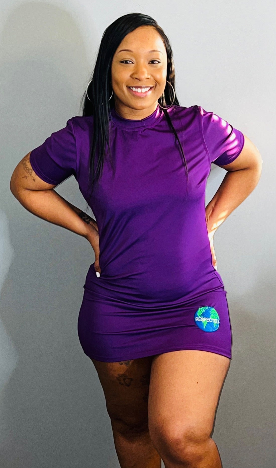 Fitted Tshirt Dress (Purple) – Respected Everywhere