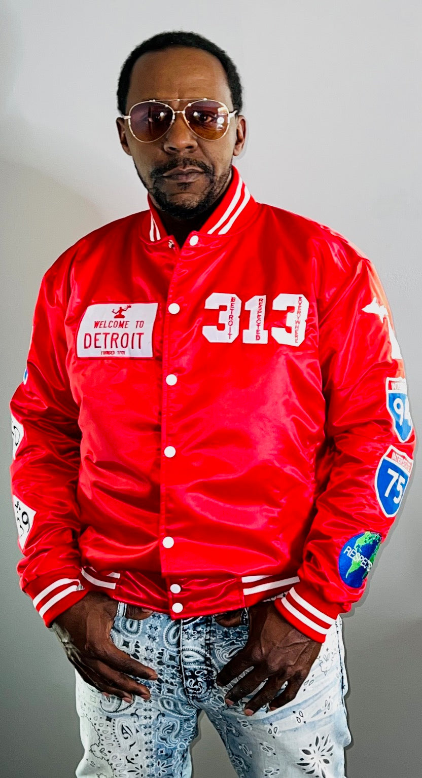 Detroit Day Satin Jacket (Red)