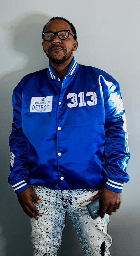 Detroit Day Satin Jacket (Royal Blue)