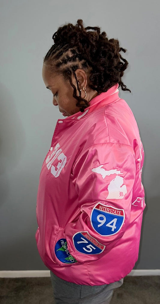 Detroit Day Satin Jacket (Pink)