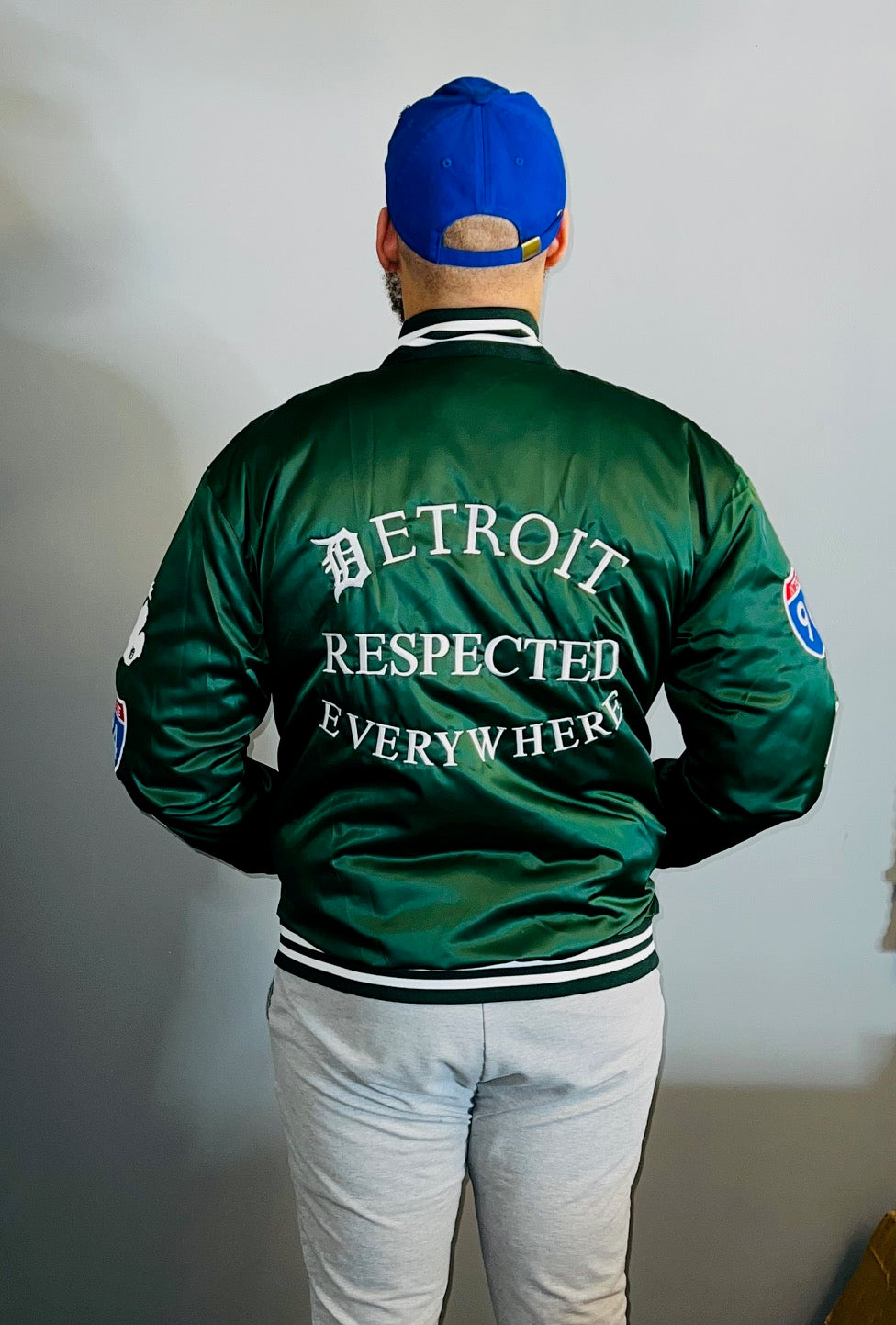 Detroit Day Satin Jacket (Dark Green)