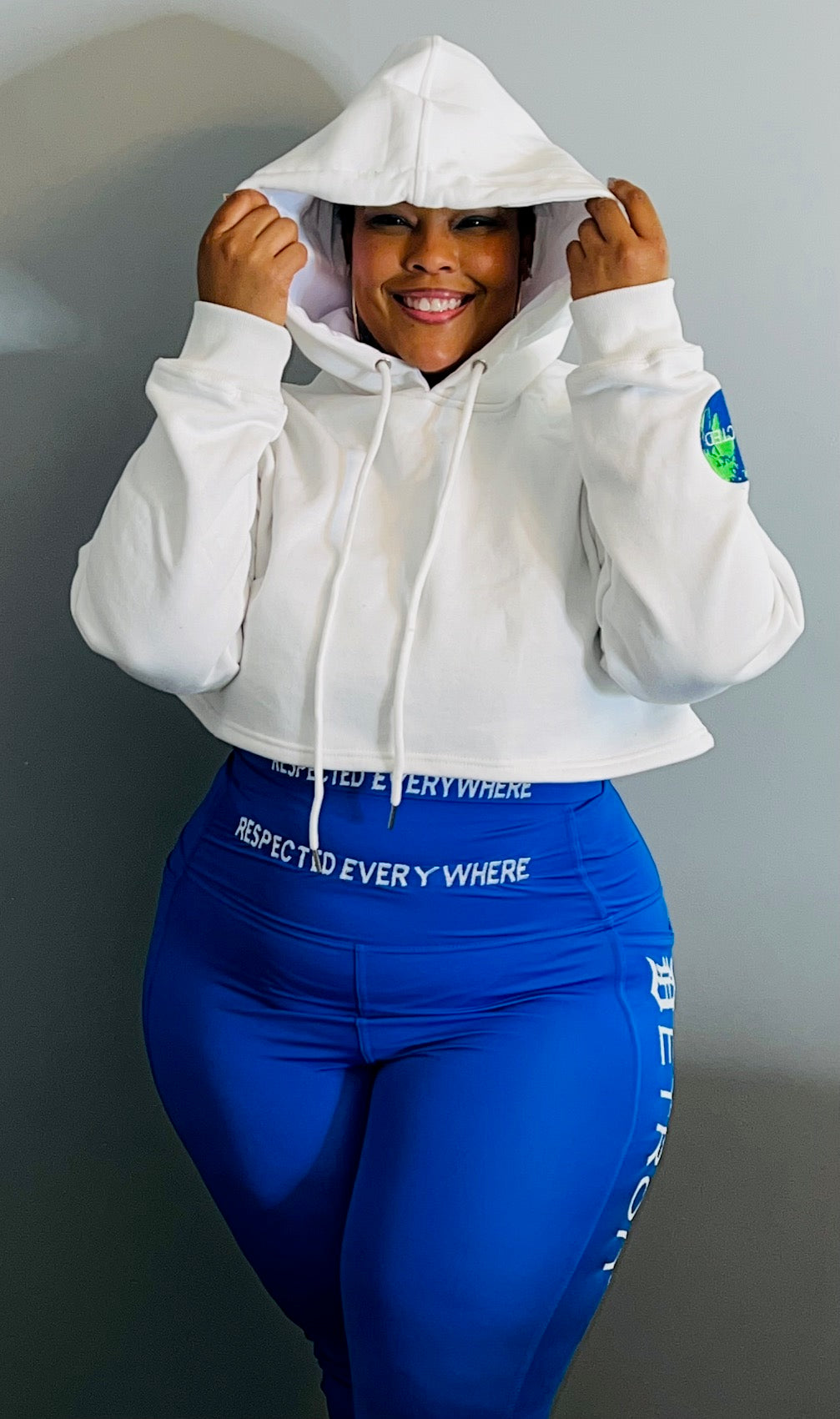 Respected Crop Top Hoodie (White)