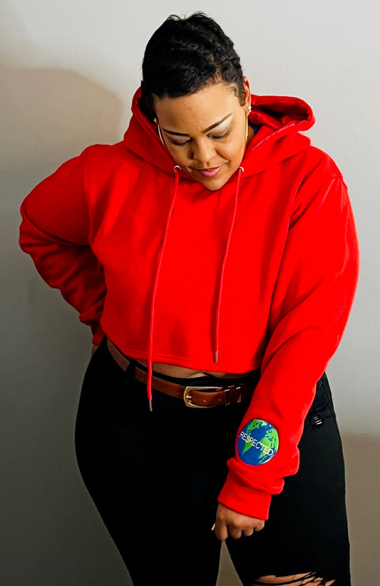 Respected Crop Top Hoodie (Red)