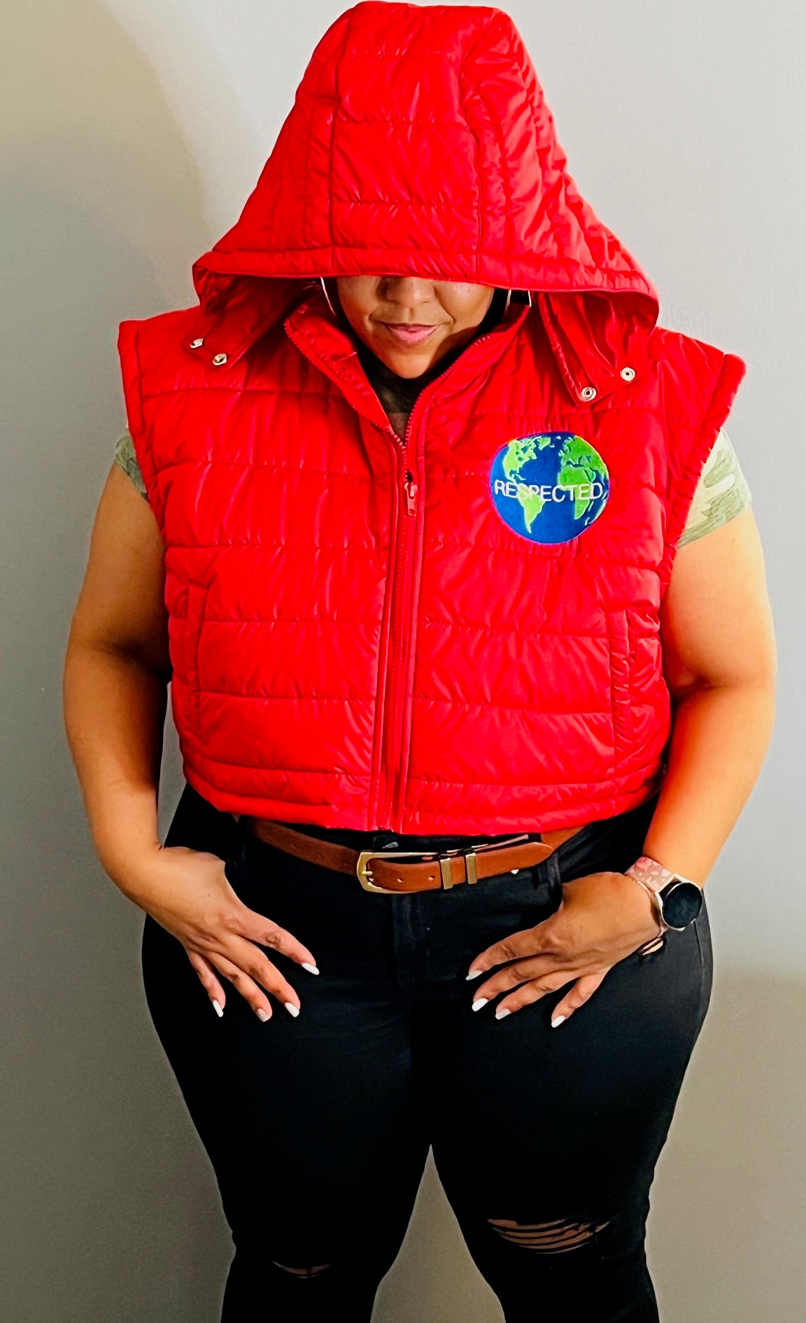 DRE Crop Top Vest (Red) w/ detachable hood