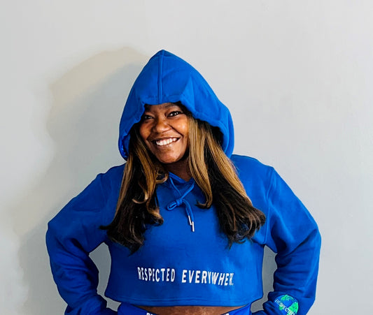 Respected Crop Top Hoodie (Royal Blue