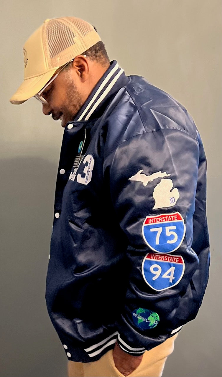 Detroit Day Satin Jacket (navy)